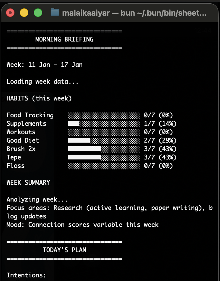 Screenshot of sheet CLI tool